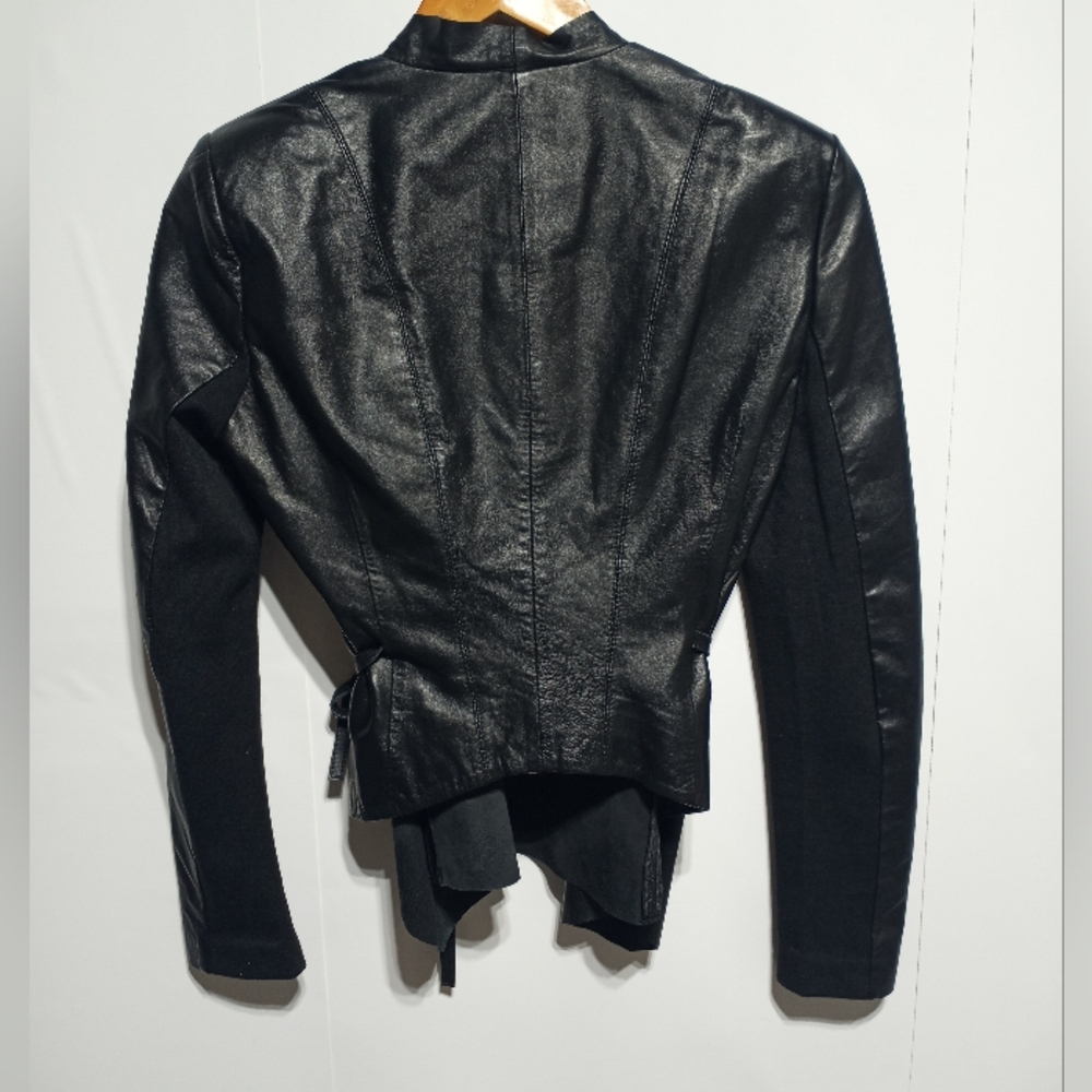 Y2K bebe Woman's Black Leather Wrap Top With Shoulder Pads Size XS - Picture 2 of 14